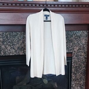 Karen Scott Cream Open-Front Lightweight Cardigan